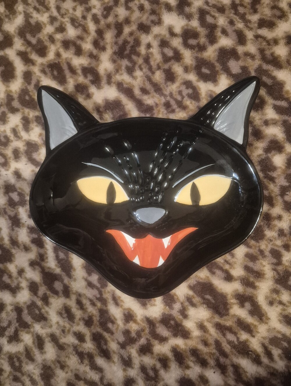 Place & Time Halloween Retro Black Cat Plate  Never Used!